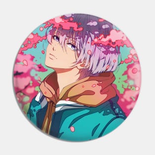 The anime aboy an the sakura Pin