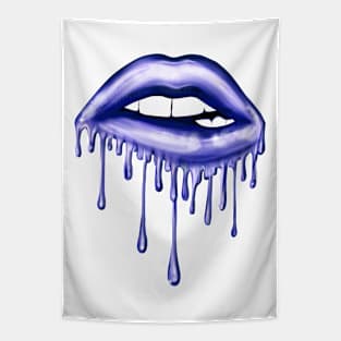 Metallic Dripping Indaco Lips Tapestry