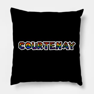 City of Courtenay Rainbow Pride Text - LGBTQ Flag Colours - Courtenay Pride Pillow