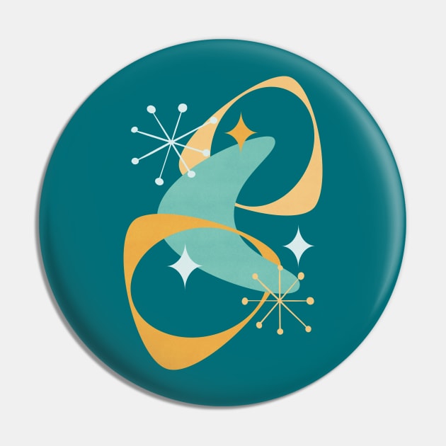 Retro Mid Century Atomic Space Age 20 Teal, Aqua, Orange Pin by tramasdesign