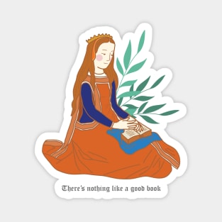 Cute and Colorful medieval Woman Reading Magnet