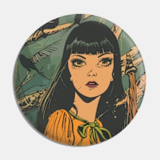 Forest Vintage Witch Pin