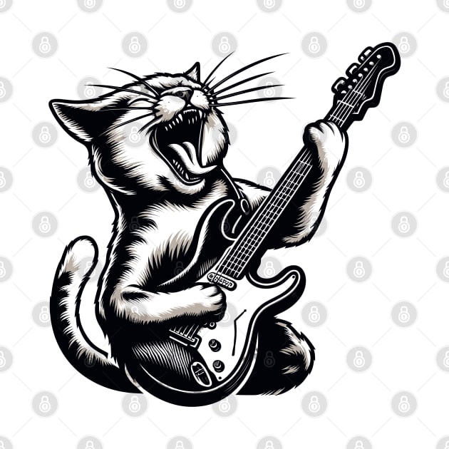 Cat Playing Guitar by Graceful Designs