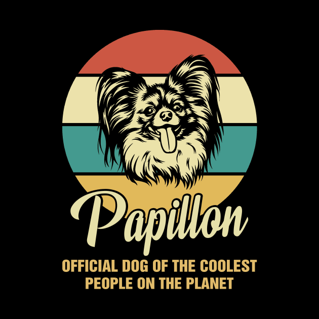 Funny Papillon Dog Vintage Retro T-Shirt Gift Official Dog Of The Coolest People On The Planet, by BilieOcean