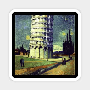 Tower of Pisa, Vincent van Gogh style Magnet