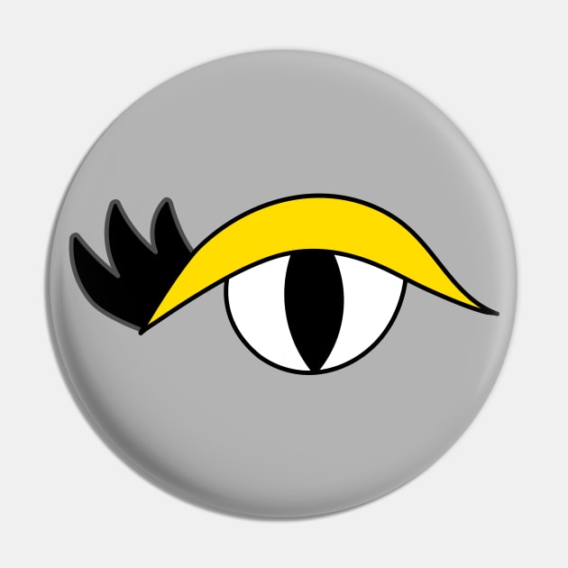 Cute Cartoon Eye with lashes and yellow lid Pin by Angel Dawn Design