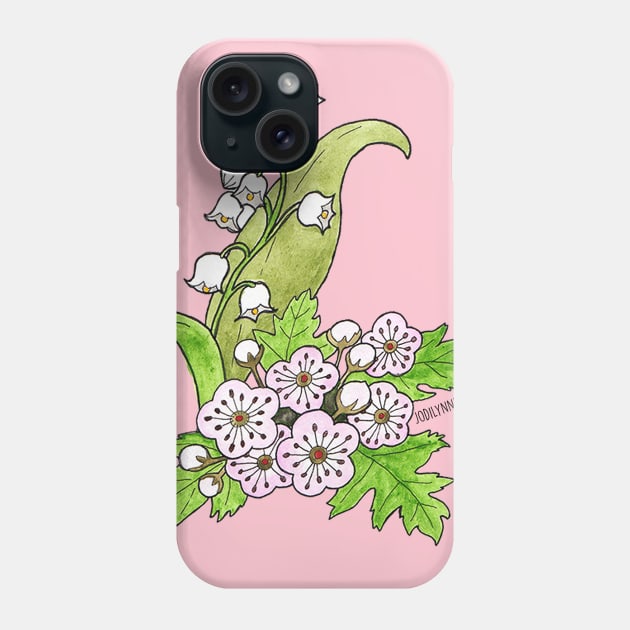 May Birth Flower - Lilly of the Valley and Hawthorn Phone Case by JodiLynnDoodles