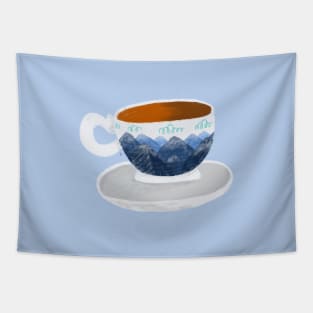 Mountains cup of coffee Tapestry