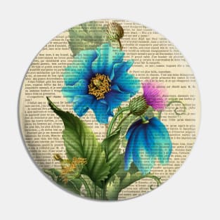 Botanical print - Blue garden flowers Pin