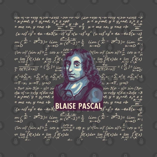 Blaise Pascal Portrait With Mathematics by Slightly Unhinged