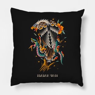 Eagle and Snake Traditional Tattoo Flash Isaiah 40:31 Pillow