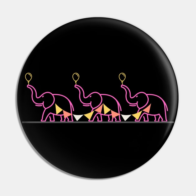 Pink Elephants on Parade Pin by Serene Twilight