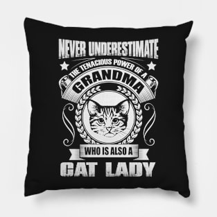 Never Underestimate A Cat Lady Grandma Pillow