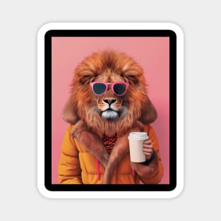 Fashionable Lion with Coffee Magnet