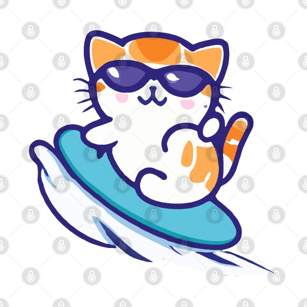 Kawaii Cute Surfing Cat by kawaii creatures