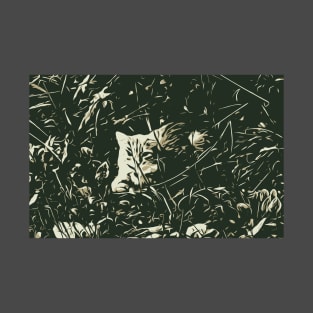 Abstract image of a cat in the grass T-Shirt