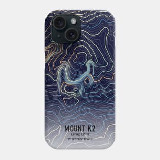 Mount K2 Topographic Map Phone Case