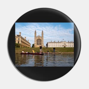 People punting near Kings College Cambridge England UK Pin