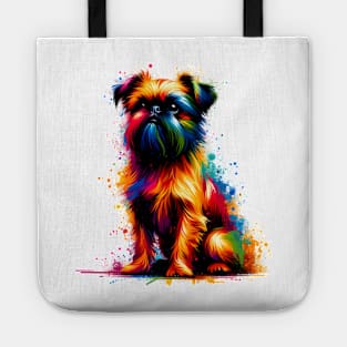 Vibrant Brussels Griffon in Abstract Splashed Paint Tote