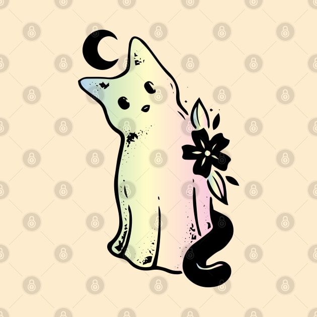 cute cat moon spirit by lazykitty