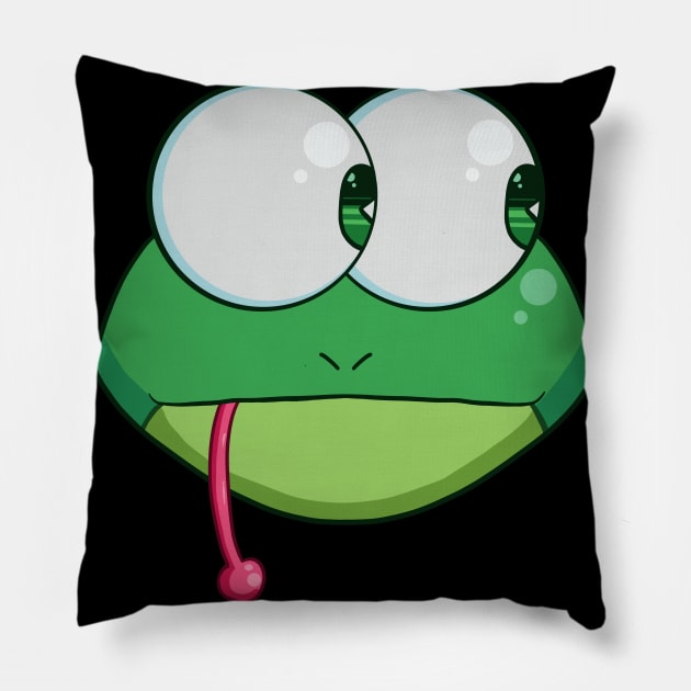 Happy Frog Pillow by KnightLineArt