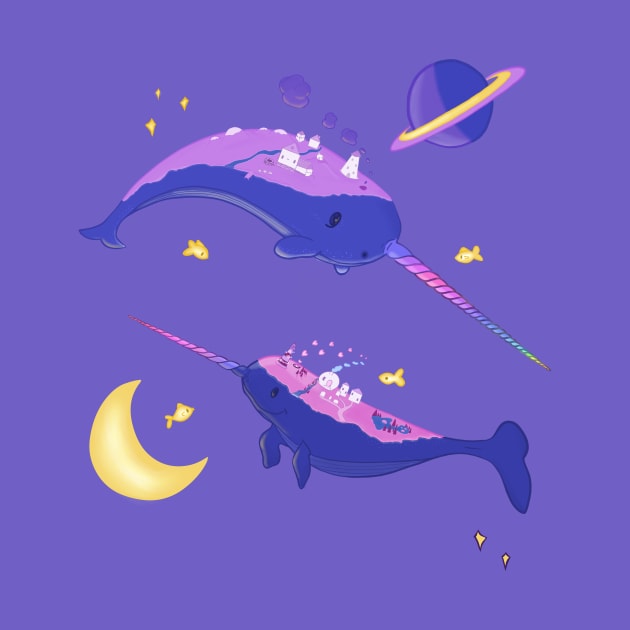 Space Narwhal by moonlitdoodl