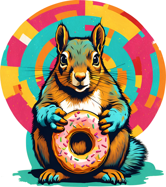 Squirrel With a Donut Pop Art Animal Kids T-Shirt by LittleBean