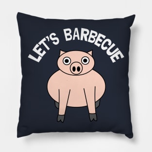 Let's Barbecue Funny Pig Roast White Text Pillow