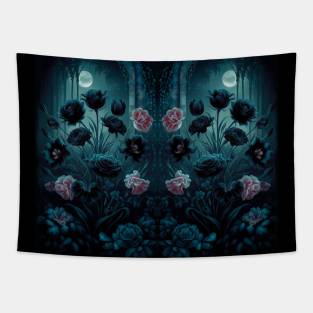 Gothic Dark Enchanted Garden, nature, pastel, floral, occult, mysterious Tapestry