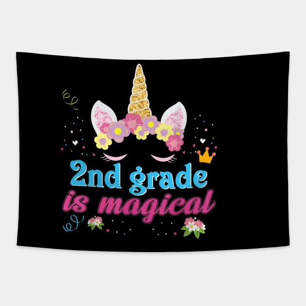 2nd Grade Is Magical Unicorn Girl Back To School Second Kid Tapestry by FONSbually