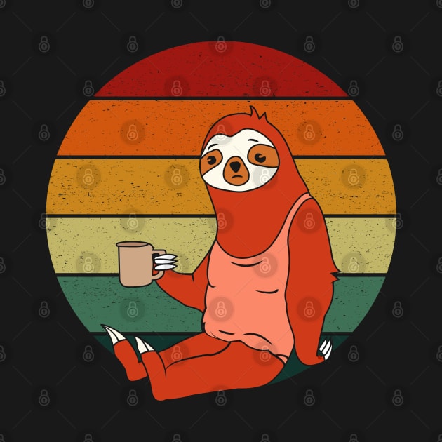 Sloth Coffee Retro Sunset by Tesszero