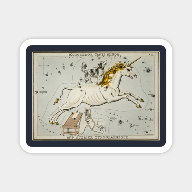 astronomy astrology chart dog on unicorn constellation Magnet by opptop