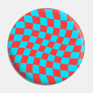 Twisted Checkered Square Pattern - Blue & Red Pin