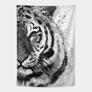 Black And White Half Faced Tiger Tapestry