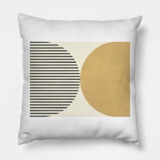 Half Circle Stripes - Gold Black Pillow