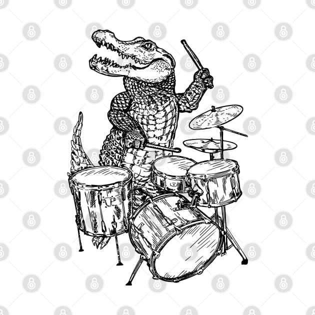 SEEMBO Alligator Playing Drums Drummer Drumming Fun Musician by SEEMBO