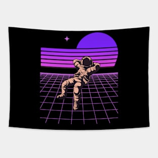 Neon 80s Retro Spaceman Design Tapestry