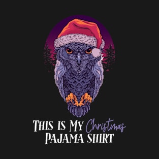 This Is My Christmas Pajama Outfit Xmas Lights Funny Owl T-Shirt