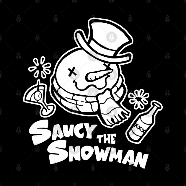 Saucy the Snowman - Frosty Humor - White Outlined Version by Nat Ewert Art