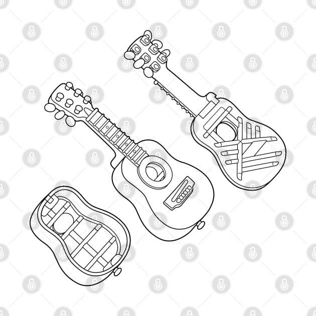 Luthier Guitar Structure Line Drawing by taylorcustom