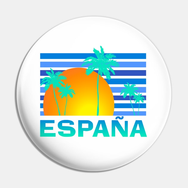 Spain Espana Sunset, Palm Trees Family Holiday Souvenir Pin by Pine Hill Goods