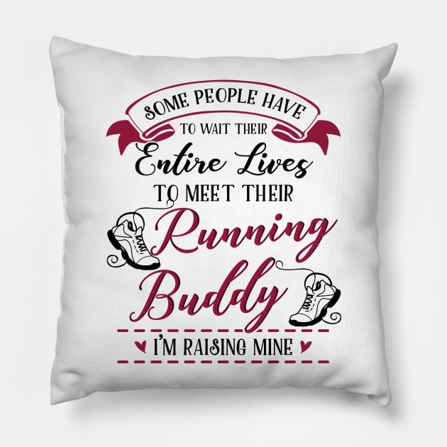 Running Mom and Baby Matching T-shirts Gift Pillow by KsuAnn