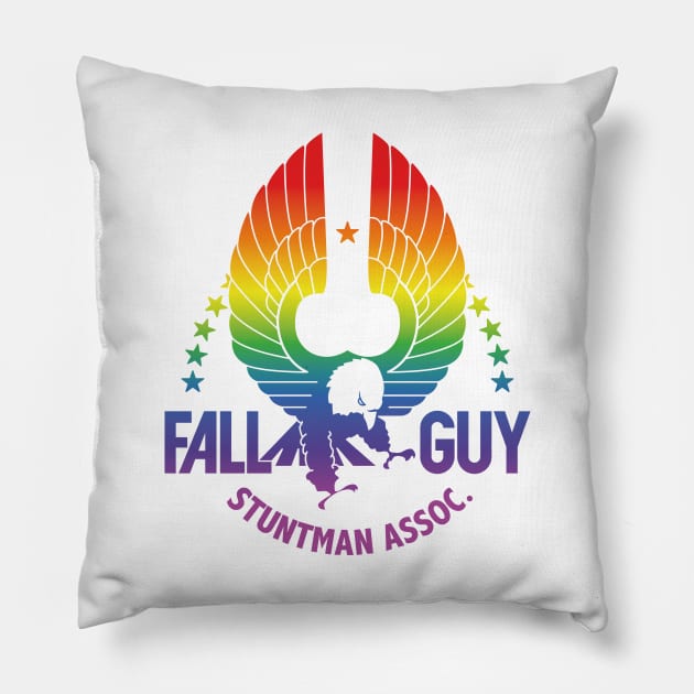 The Fall Guy Logo (rainbow effect) Pillow by GraphicGibbon