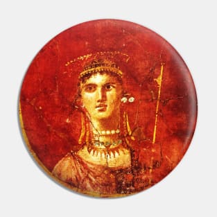 APHRODITE VENUS MEDALLION PORTRAIT IN RED GROUND Antique Pompeii Fresco Pin
