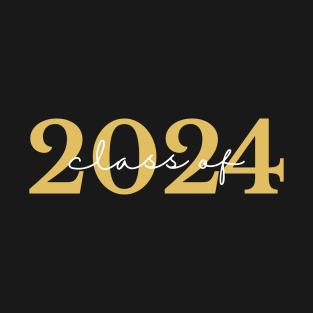 Class Of 2024. Simple Typography 2024 Design for Class Of/ Graduation Design. Gold and White T-Shirt
