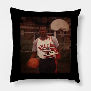 Young Michael Jordan Vintage Pillow