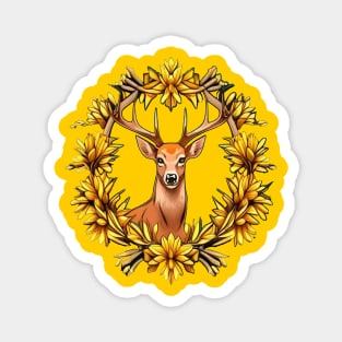 A White Tailed Deer Surrounded By Goldenrod Nebraska State Tattoo Art Magnet