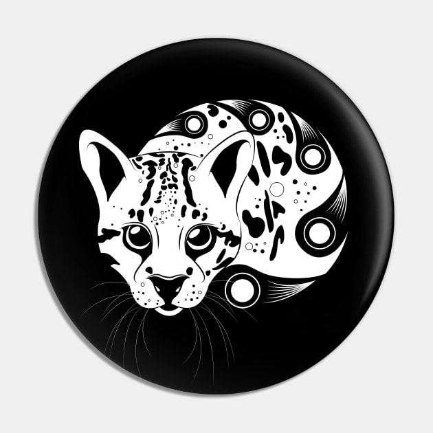 Ocelot White Outline Pin by astralprints