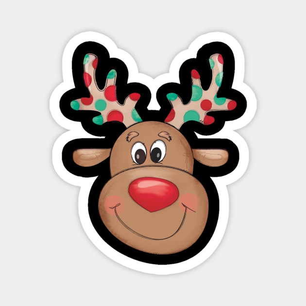 Cute Boy Reindeer Head Magnet by StacysCellar