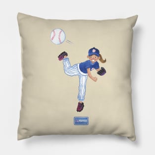 Yes Pepper - Baseball Girl Abby Throwing Pillow